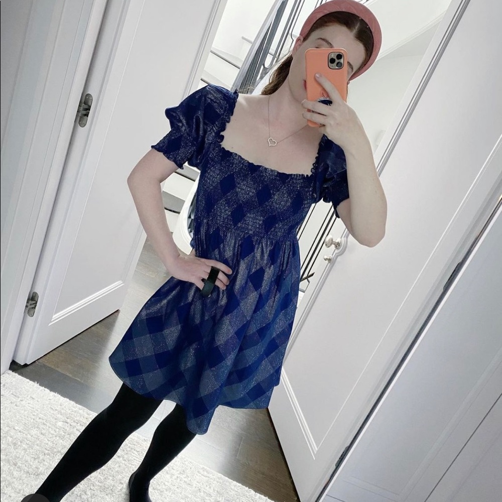 NWT Hill House Navy Glitter Check Athena Nap Dress